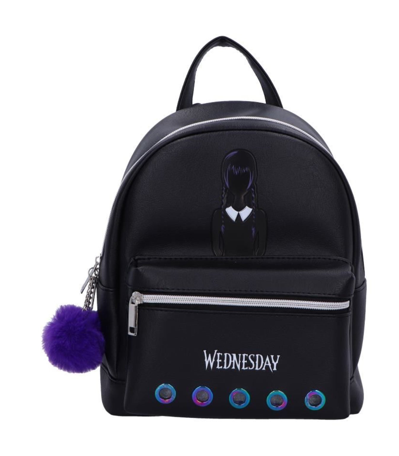 Officially Licensed Wednesday Addams Backpack Black Purple Goth Spooky Bag 28cm