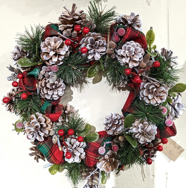 Traditonal Tartan Festive Christmas Wreath 36cm