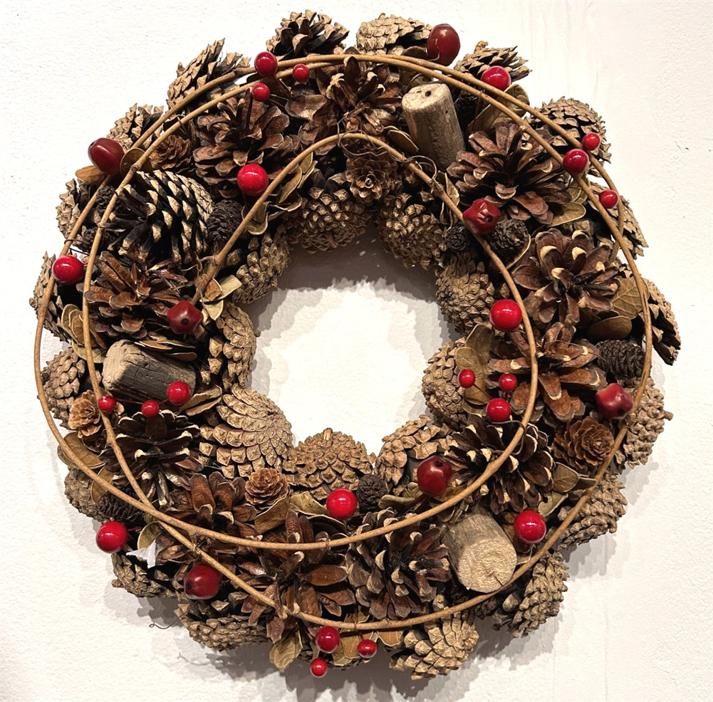 Rustic Wraparound Christmas Wreath 35cm