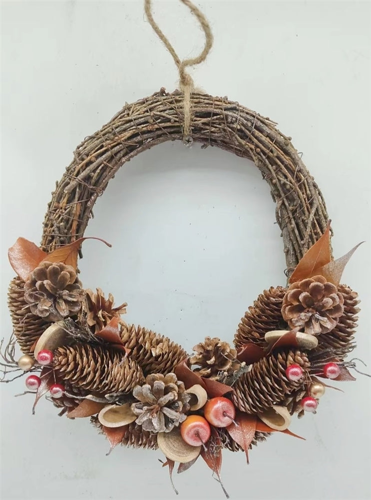 Apples & Festive Foliage - Half Wreath 29cm