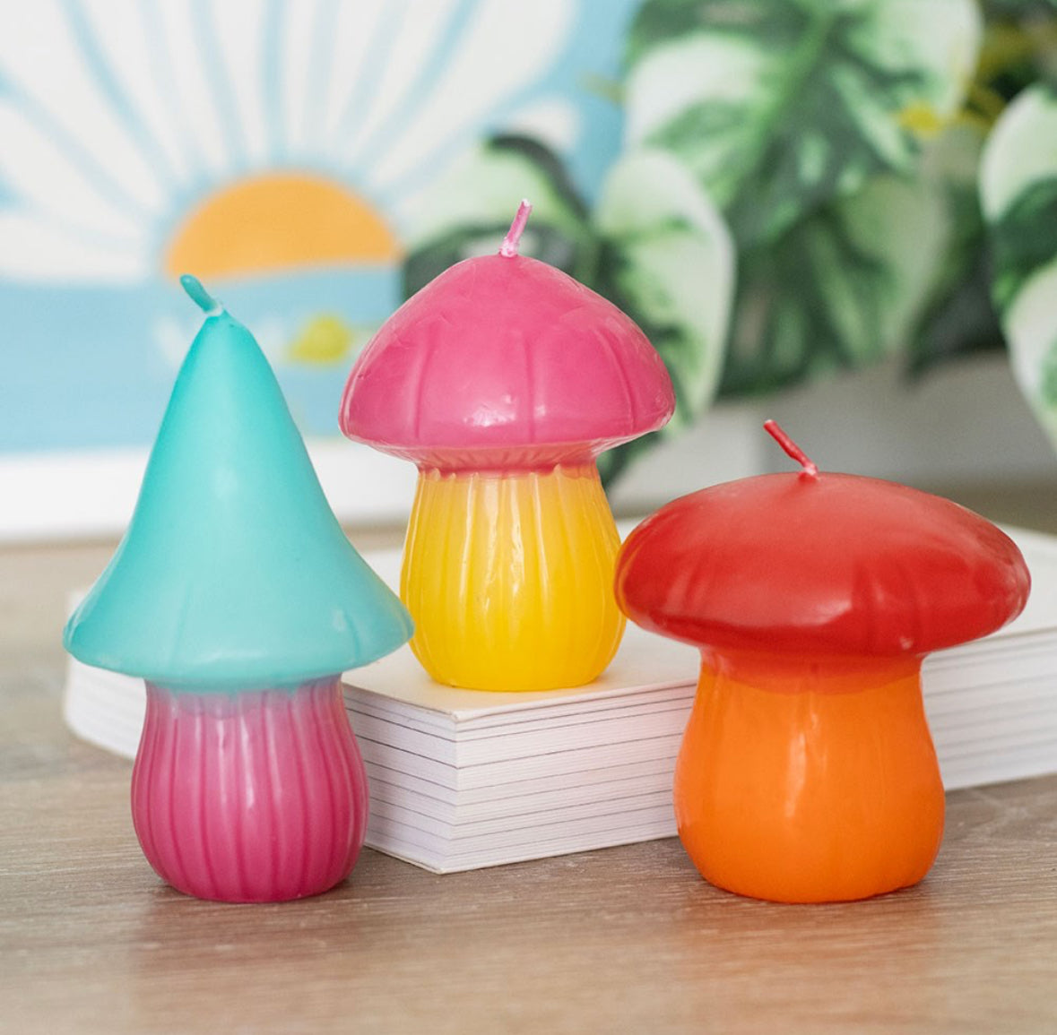 SET OF 3 MUSHROOM SHAPED CANDLES