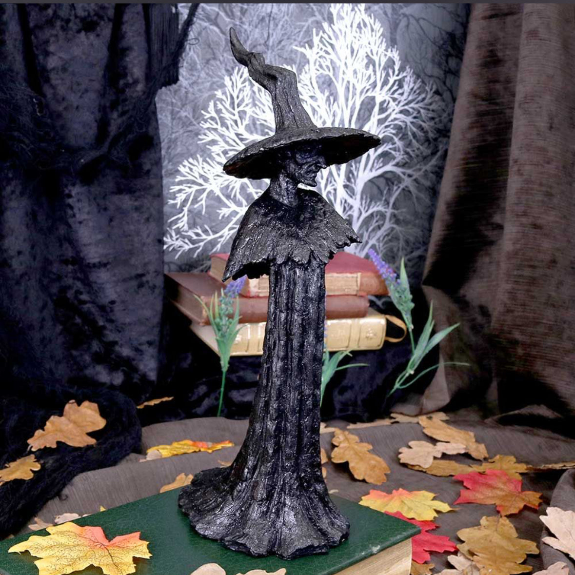 Talyse Black Glittered Forest Witch Ornament