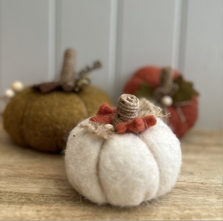 Small Fabric Pumpkin 10cm - White