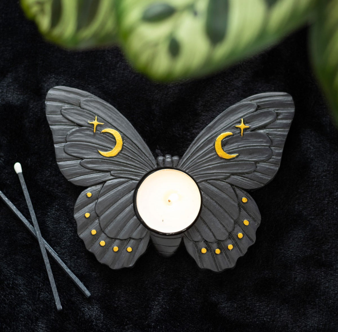 Black Moth Tea Light Holder