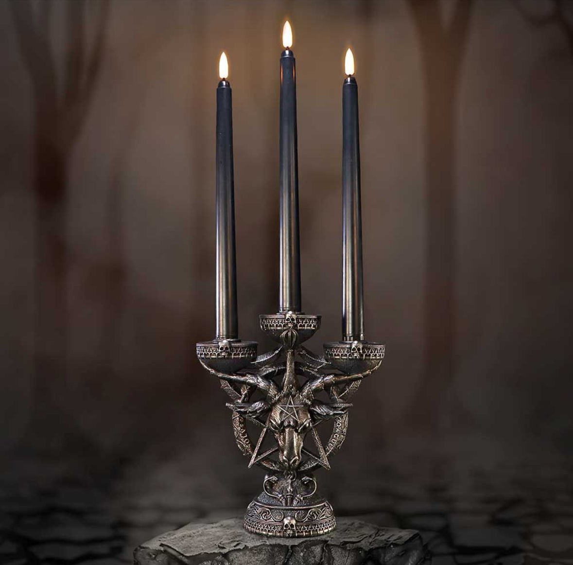 Baphomet's Radiance Candelabra 46cm (with LED Candles)