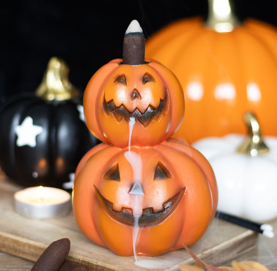 Stacked Pumpkins Incense Cone Burner