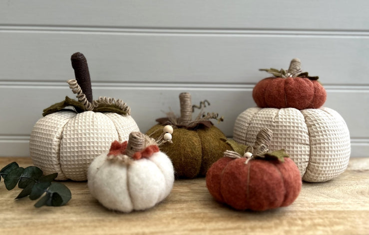 Large Fabric Pumpkin 16cm - Green