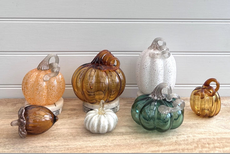 Luxury Handblown Glass Pumpkin Ornament - Bottle Green 13cm