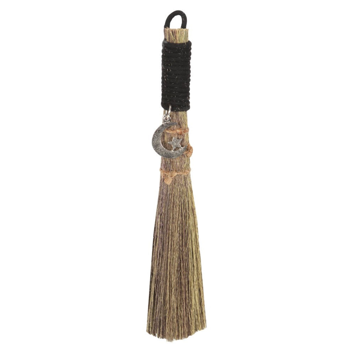 20cm Broom with Crescent Moon Charm