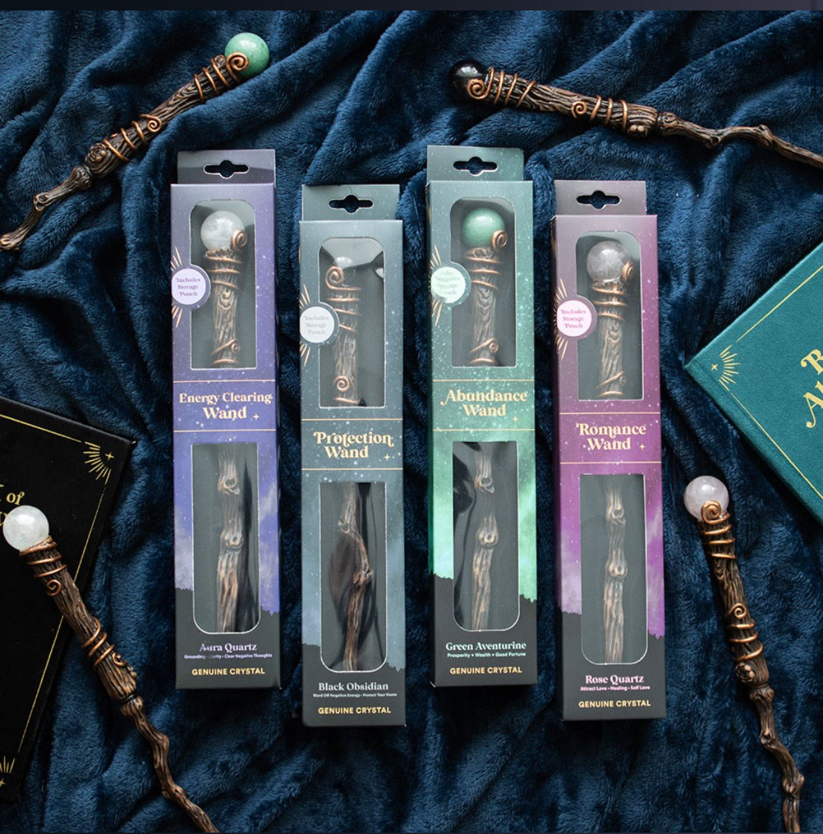 Crystal Wands In Display Pouch