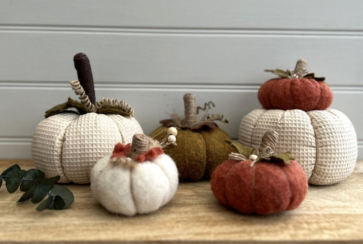 Large Double Stacked Fabric Pumpkins 22cm