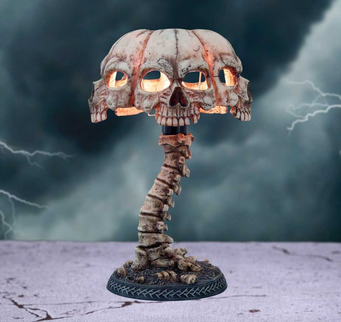 Atrocity Natural Bone Skull and Spine Lamp