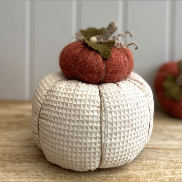 Large Double Stacked Fabric Pumpkins 22cm