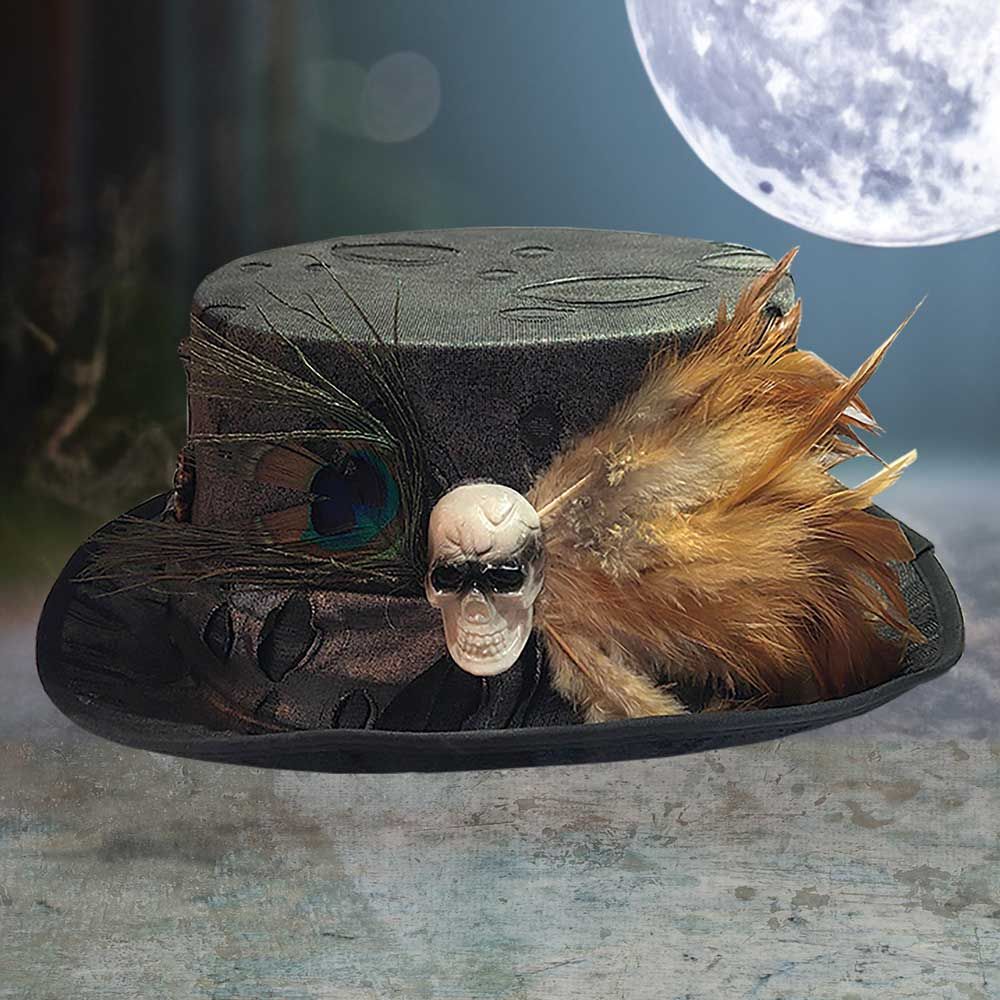 Voodoo Healer's Skull, Bone and Feather Top Hat