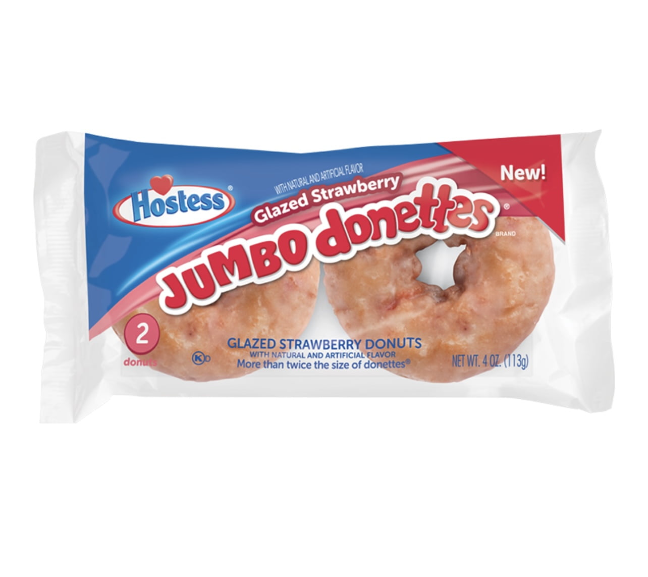 Hostess Glazed Strawberry Jumbo Donettes 4oz (113g) 2-Pack